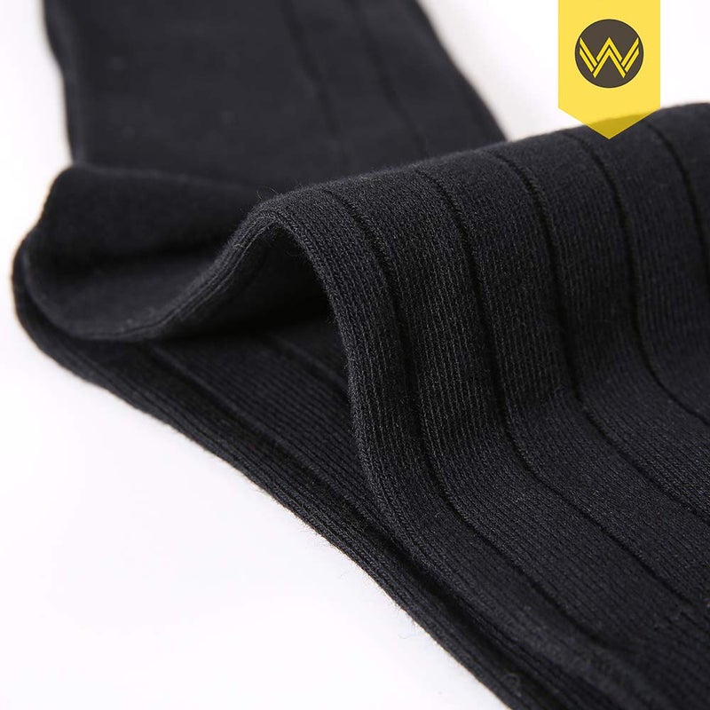 WANDER Classic Ribbed Dress Socks 8 pairs Men's Cotton Solid Premium Socks Seamless Soft (8black, Shoe Size:7-12) - Image 2